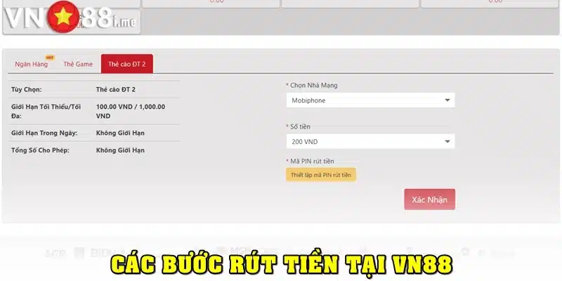 Hướng dẫn các phương thức rút tiền VN88 chi tiết